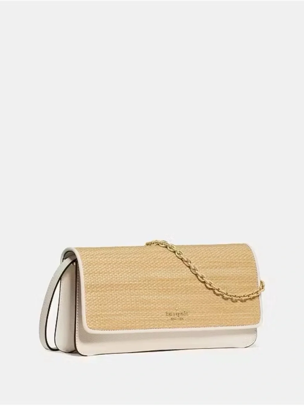Kate Spade New York Ivy Straw Convertible Flap Crossbody Bag Natural